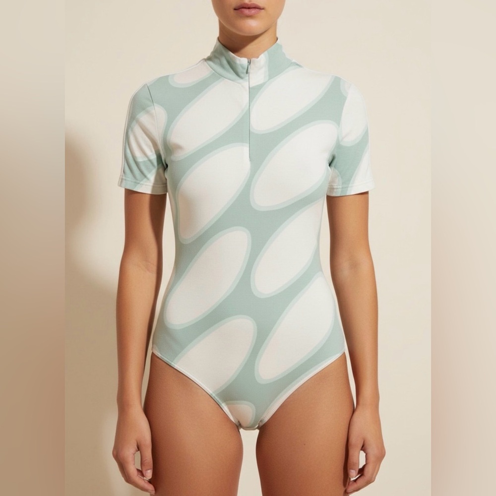 adidas Mint Green and White Bodysuit